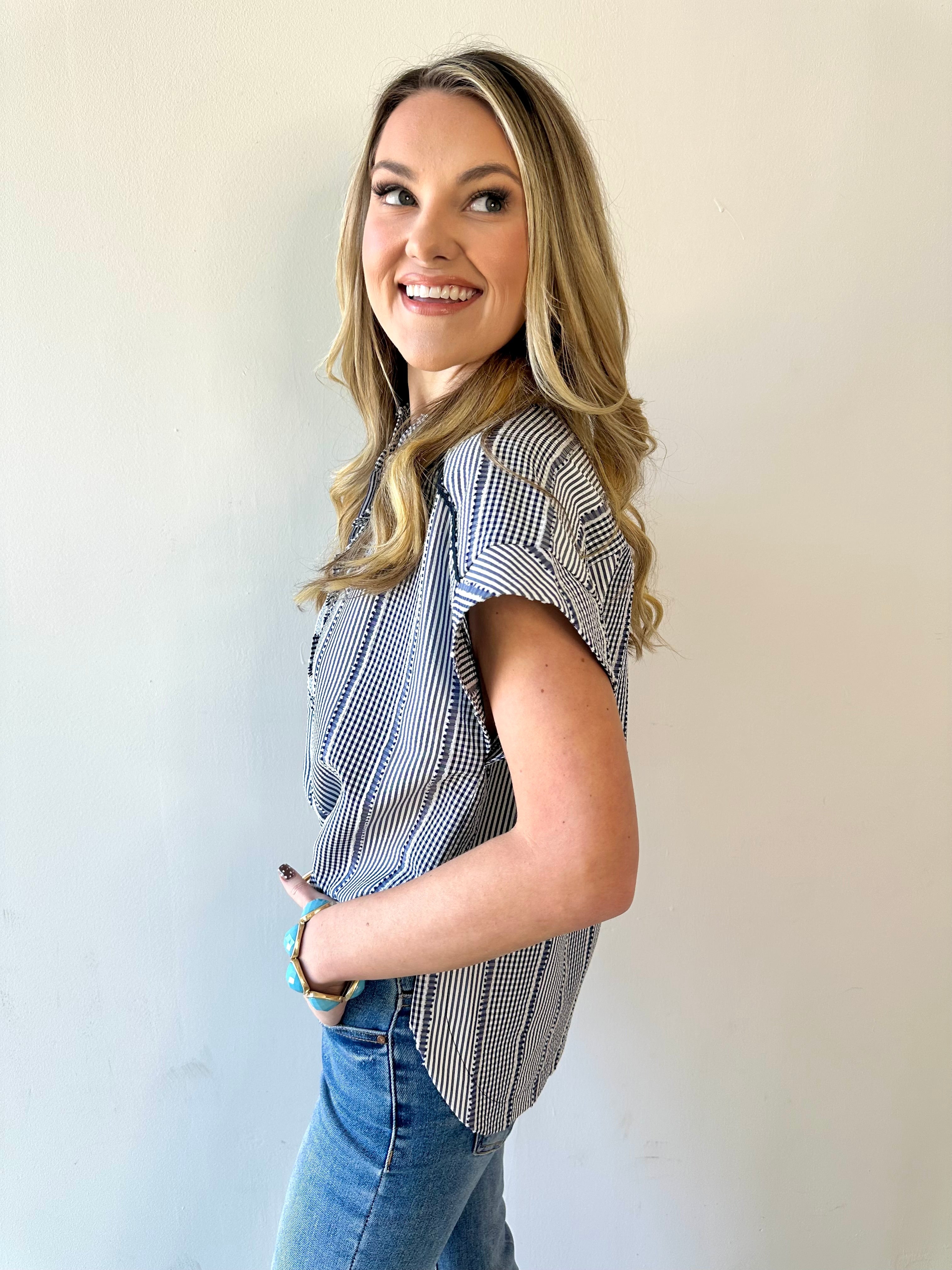 Stripe Gingham Ruffle Top