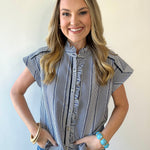 Stripe Gingham Ruffle Top