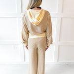 Stripe Hood top & Pant Set - White/Brown
