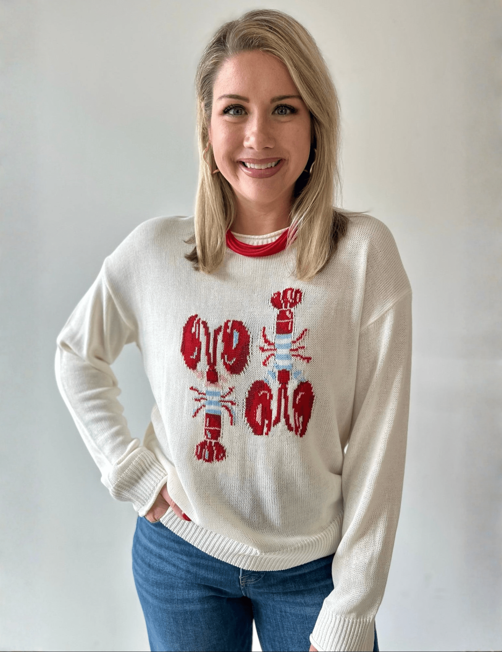 'Stripe Lobster' Graphic Sweater