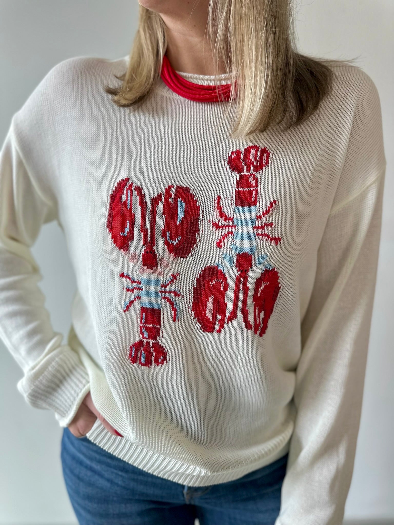 'Stripe Lobster' Graphic Sweater