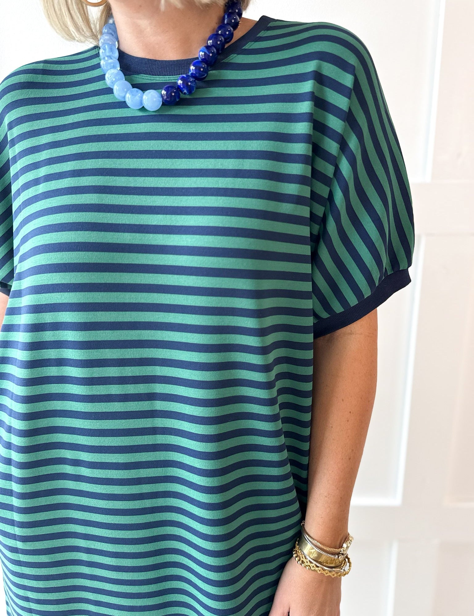Stripe Midi Dress - Green/Navy