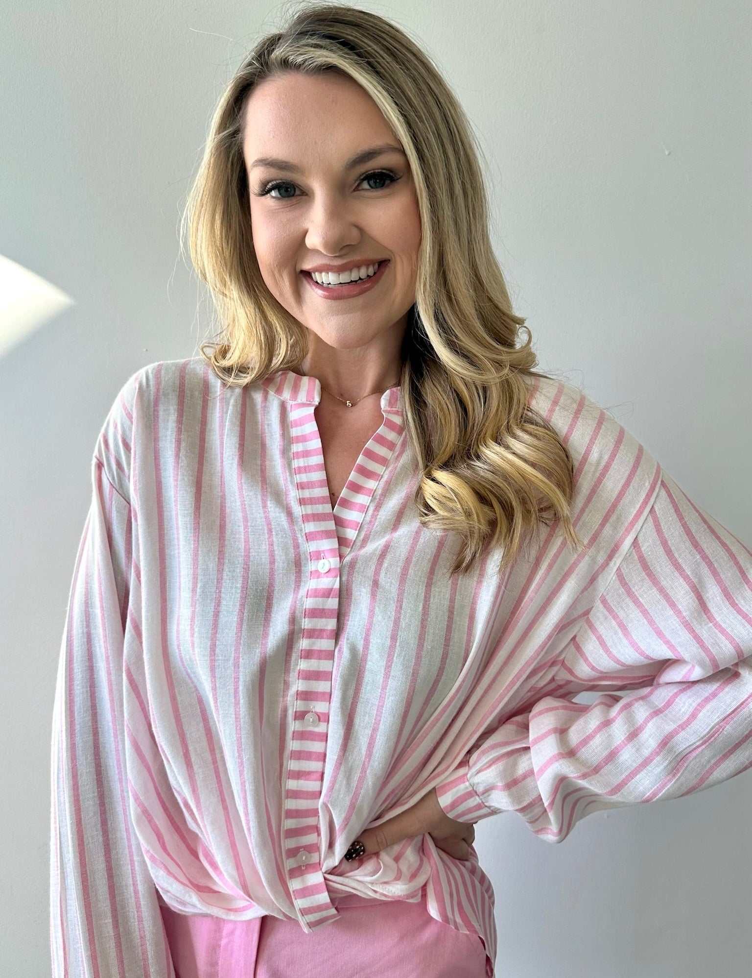 Stripe Mix Top with Twist