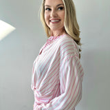 Stripe Mix Top with Twist