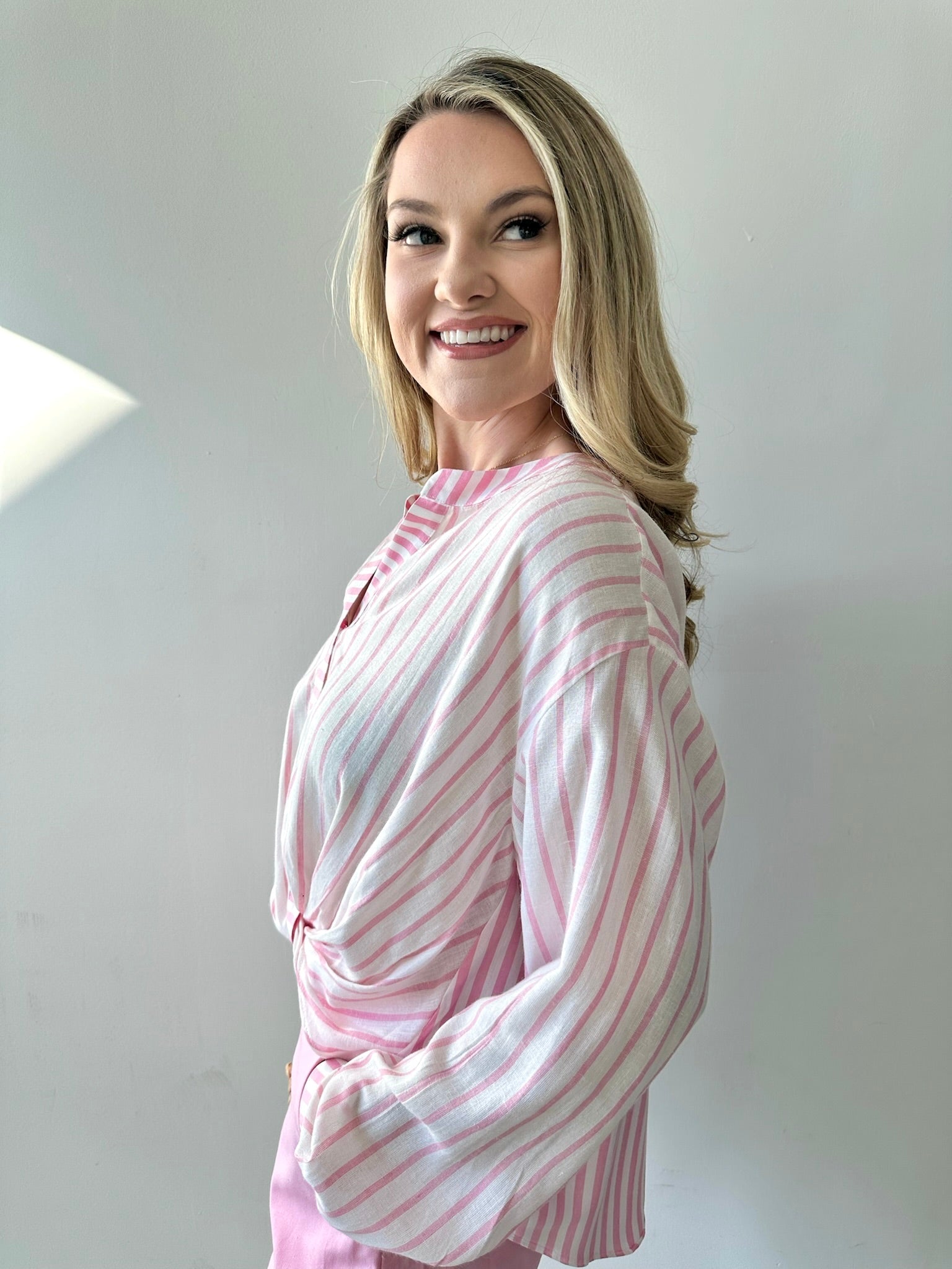 Stripe Mix Top with Twist