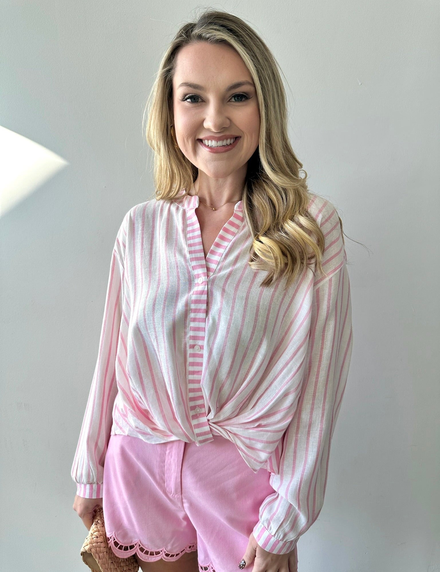 Stripe Mix Top with Twist