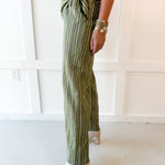 Stripe Overlay Pants - Olive