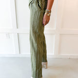 Stripe Overlay Pants - Olive