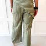 Stripe Overlay Pants - Olive