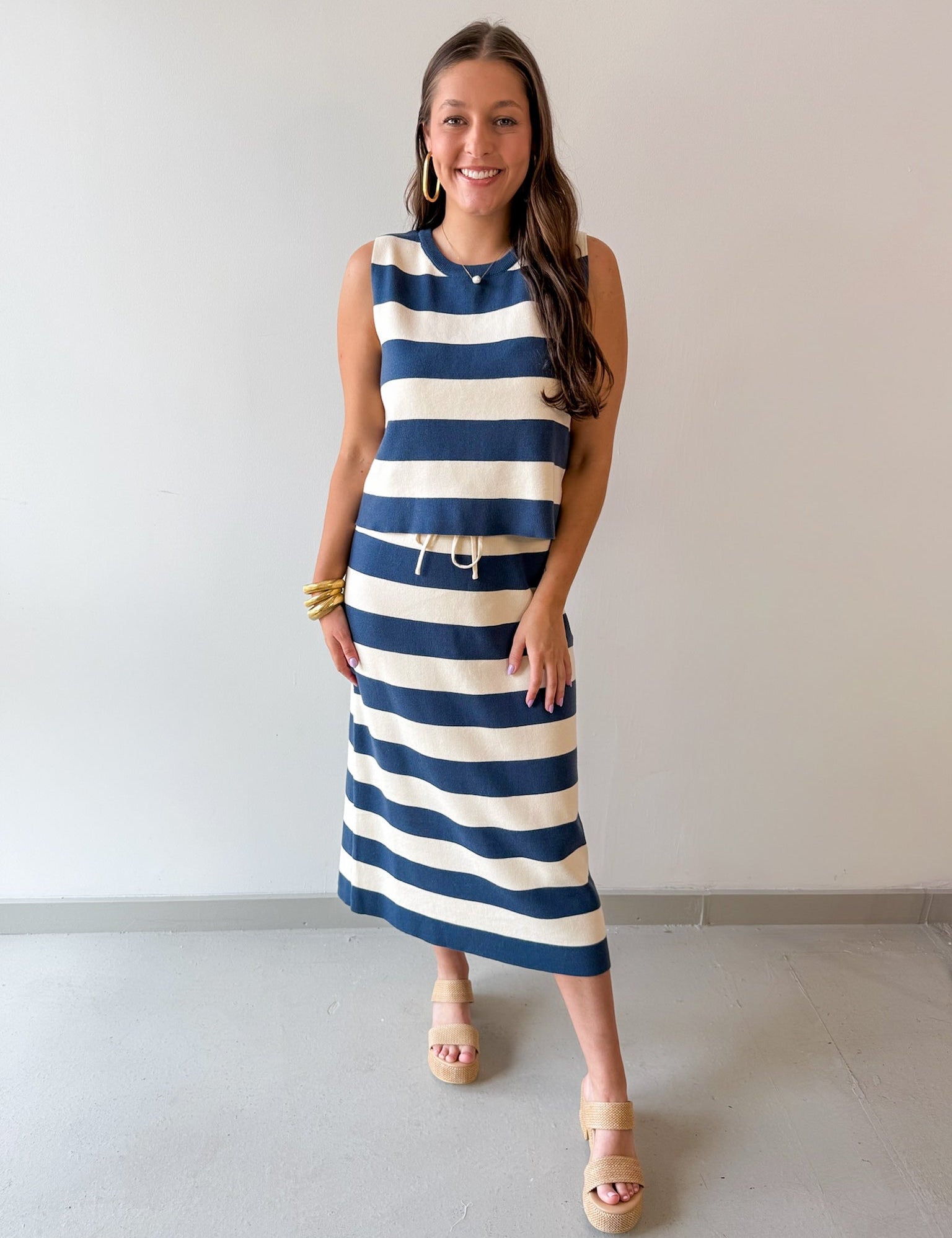 Stripe Tank & Midi Skirt Set
