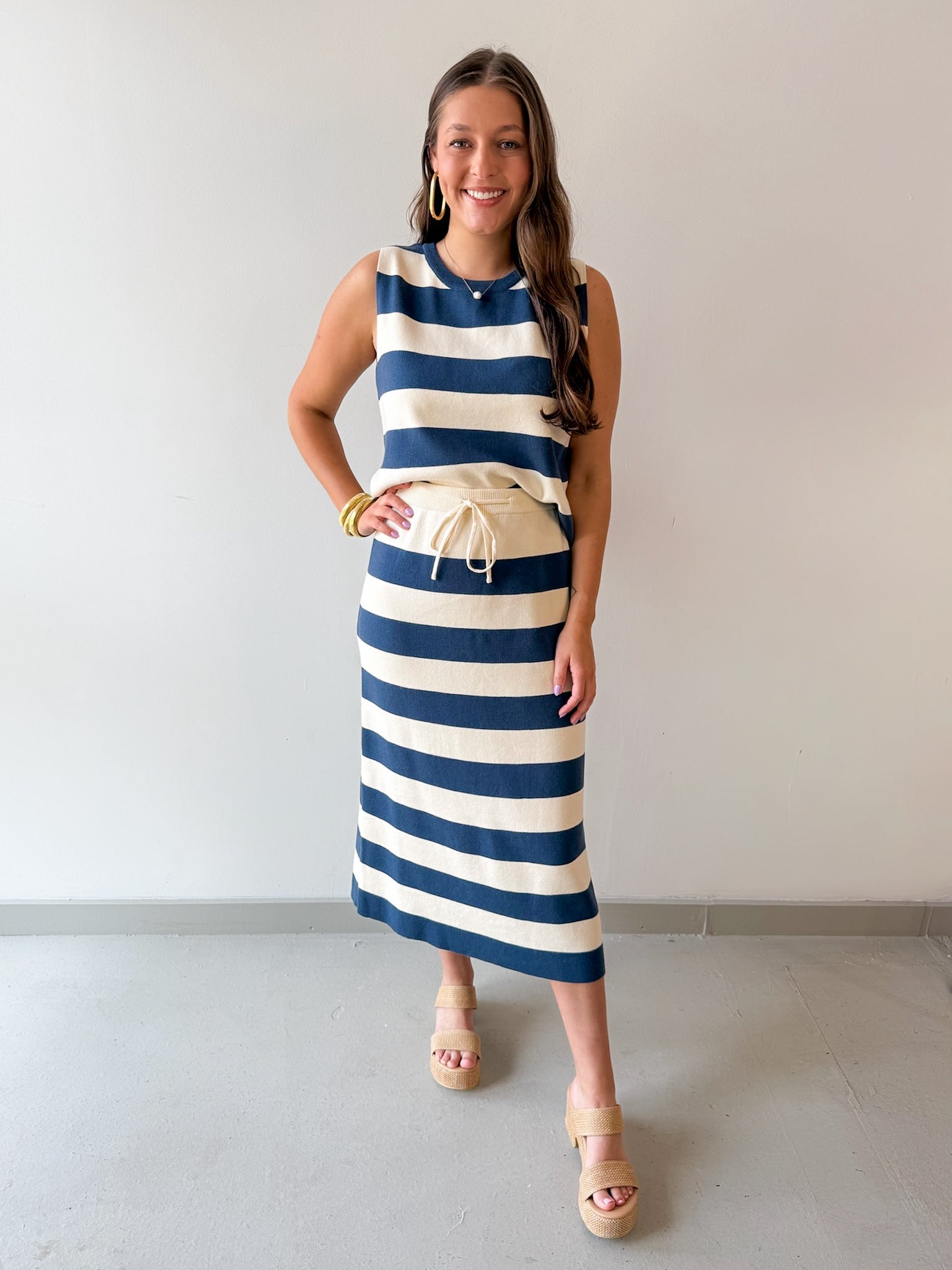 Stripe Tank & Midi Skirt Set
