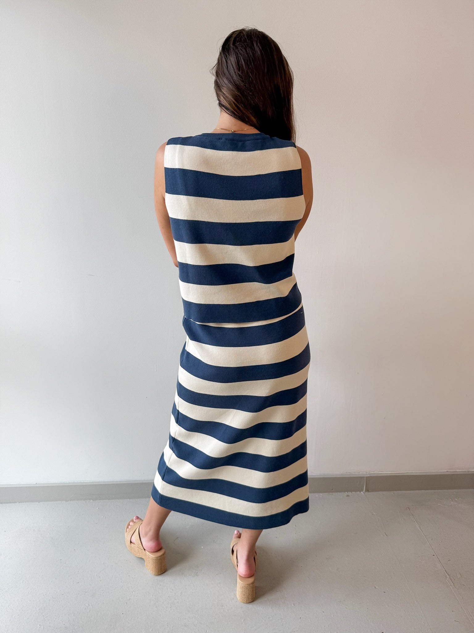 Stripe Tank & Midi Skirt Set