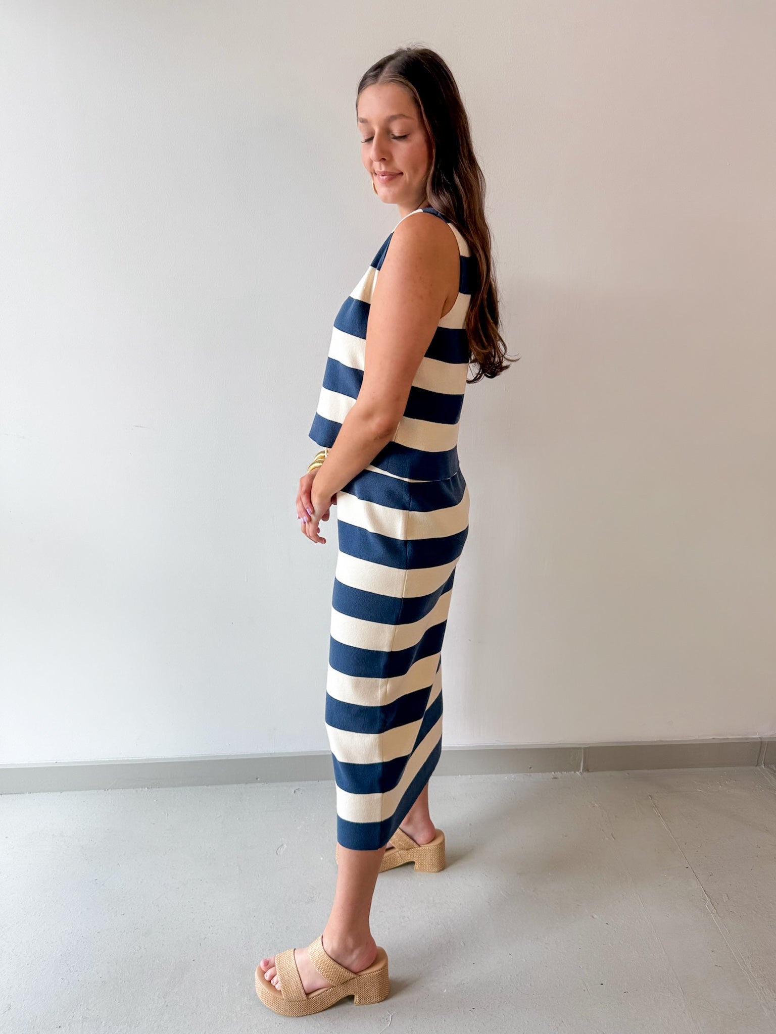 Stripe Tank & Midi Skirt Set