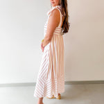Stripe Tie Strap Midi Dress