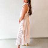 Stripe Tie Strap Midi Dress