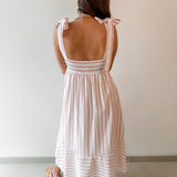 Stripe Tie Strap Midi Dress