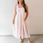 Stripe Tie Strap Midi Dress