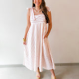 Stripe Tie Strap Midi Dress