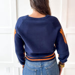 Stripe & Tiger Printed Top-Navy