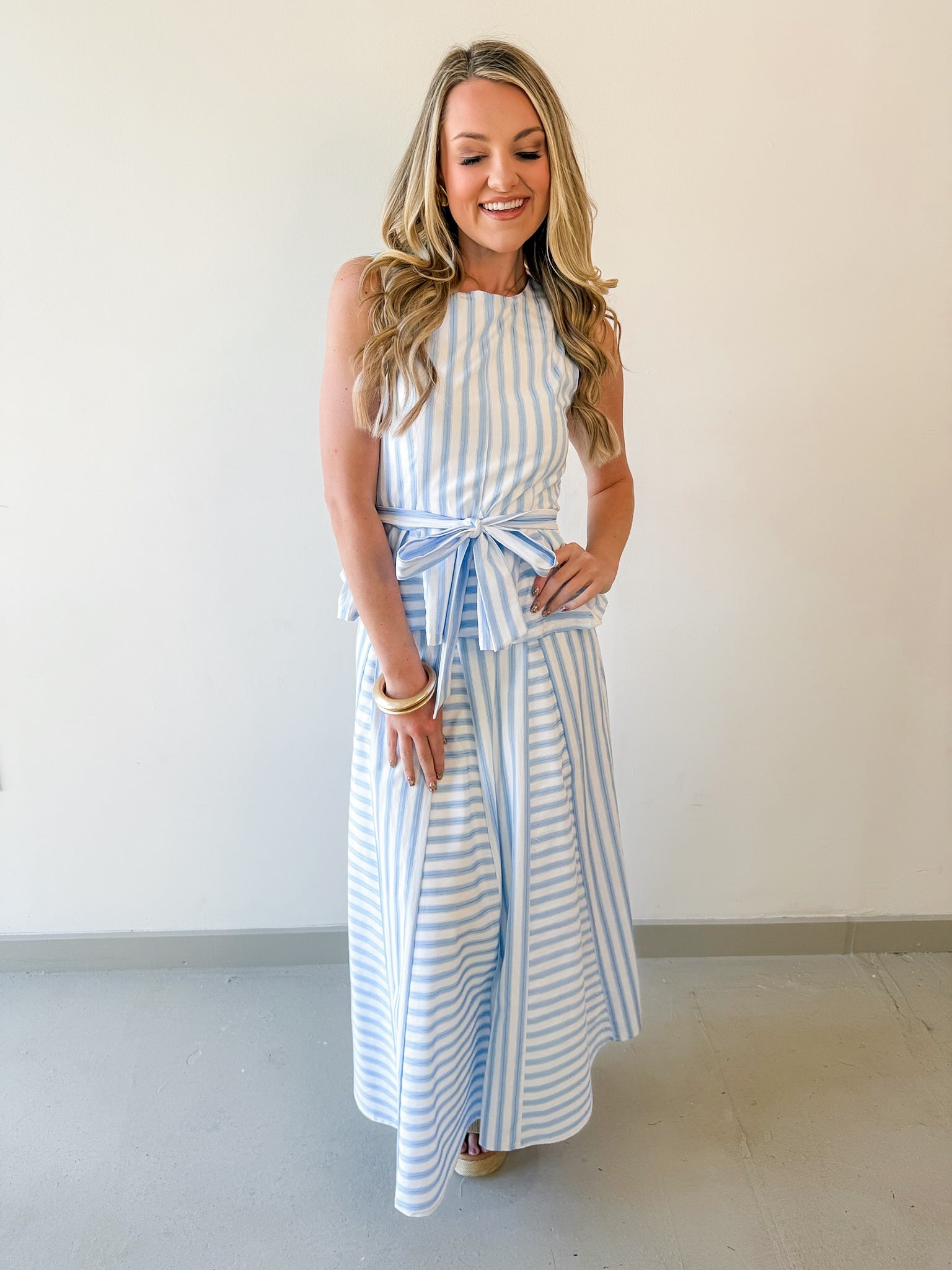 Stripe Top & Midi Skirt Set