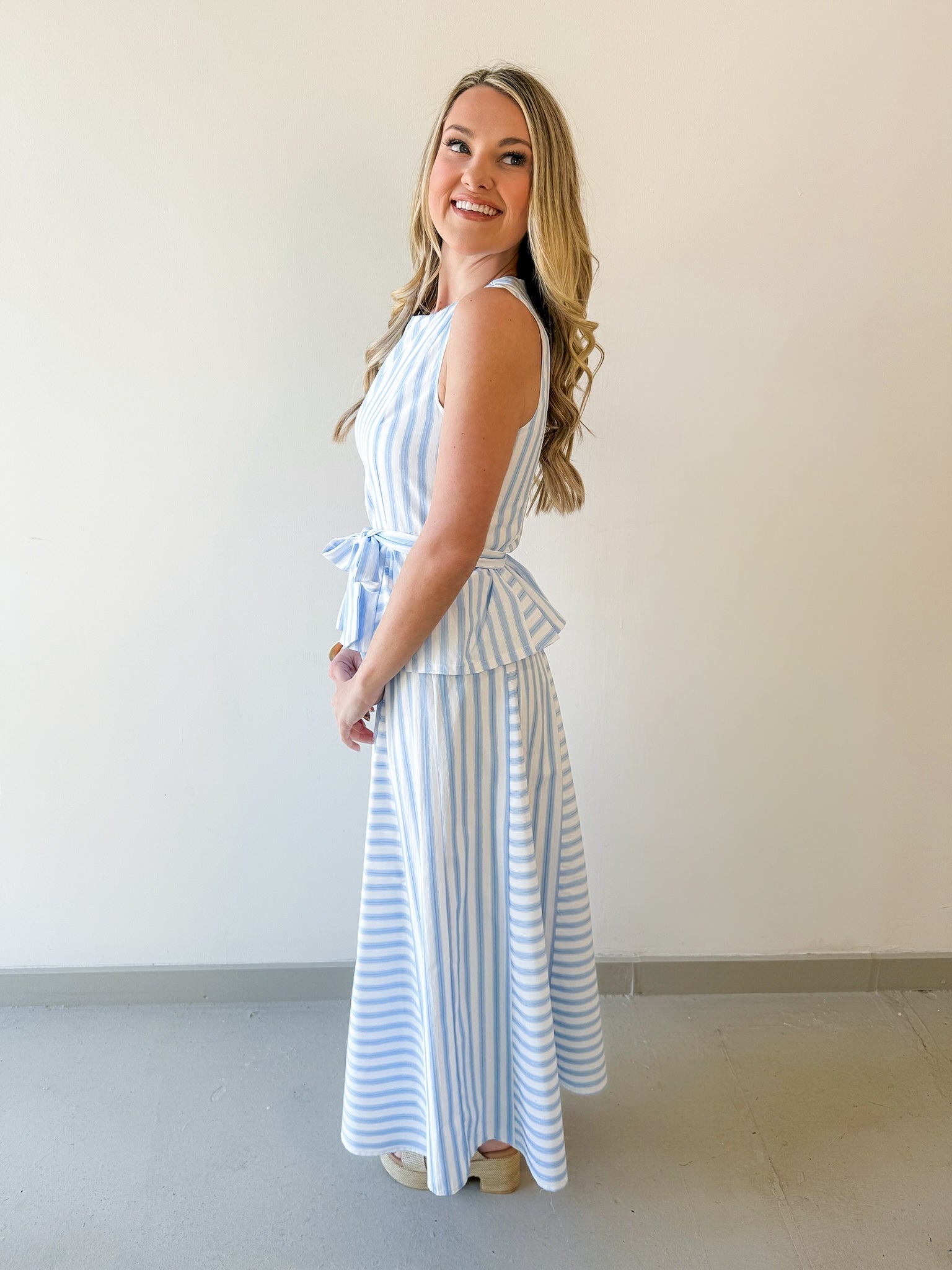 Stripe Top & Midi Skirt Set