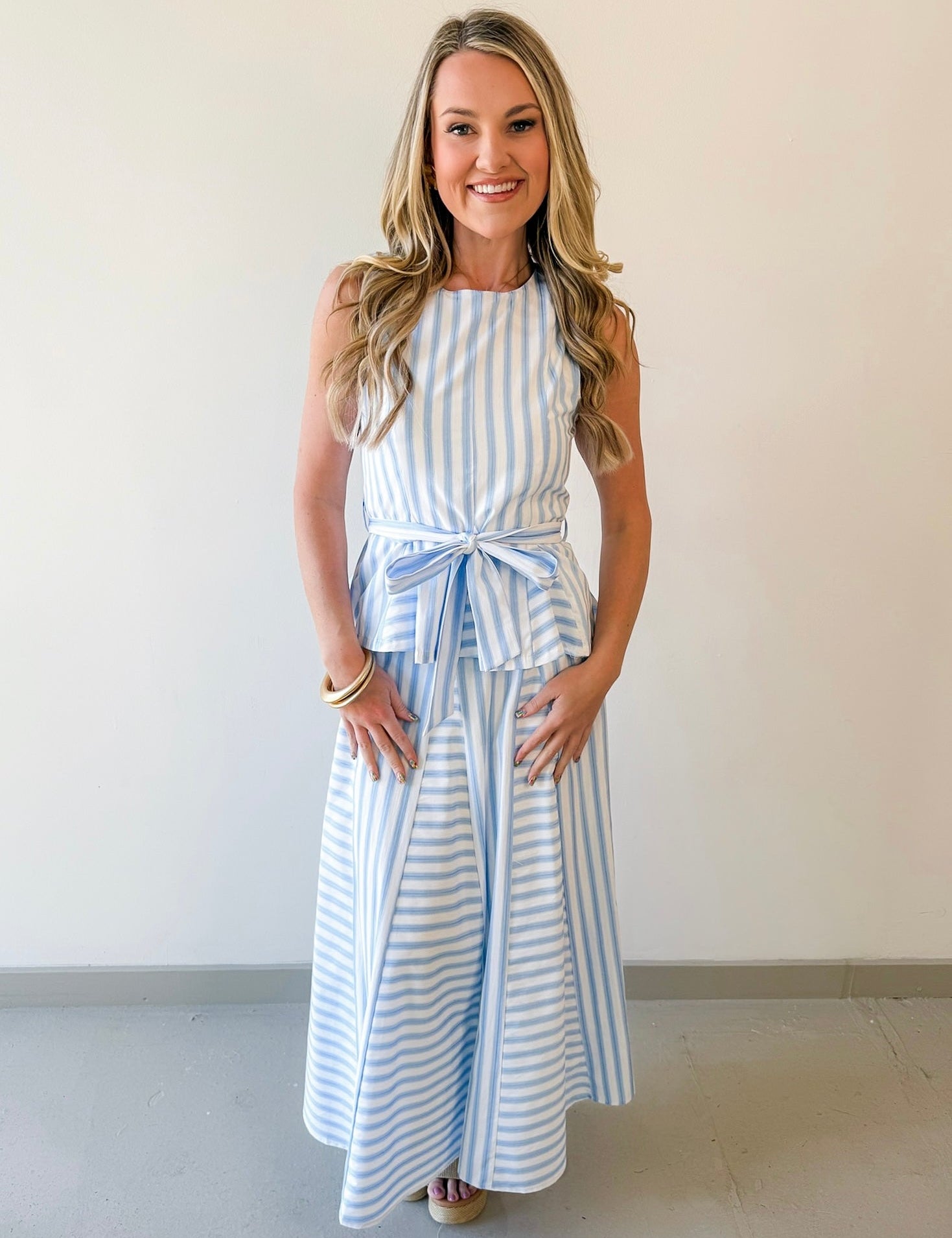 Stripe Top & Midi Skirt Set
