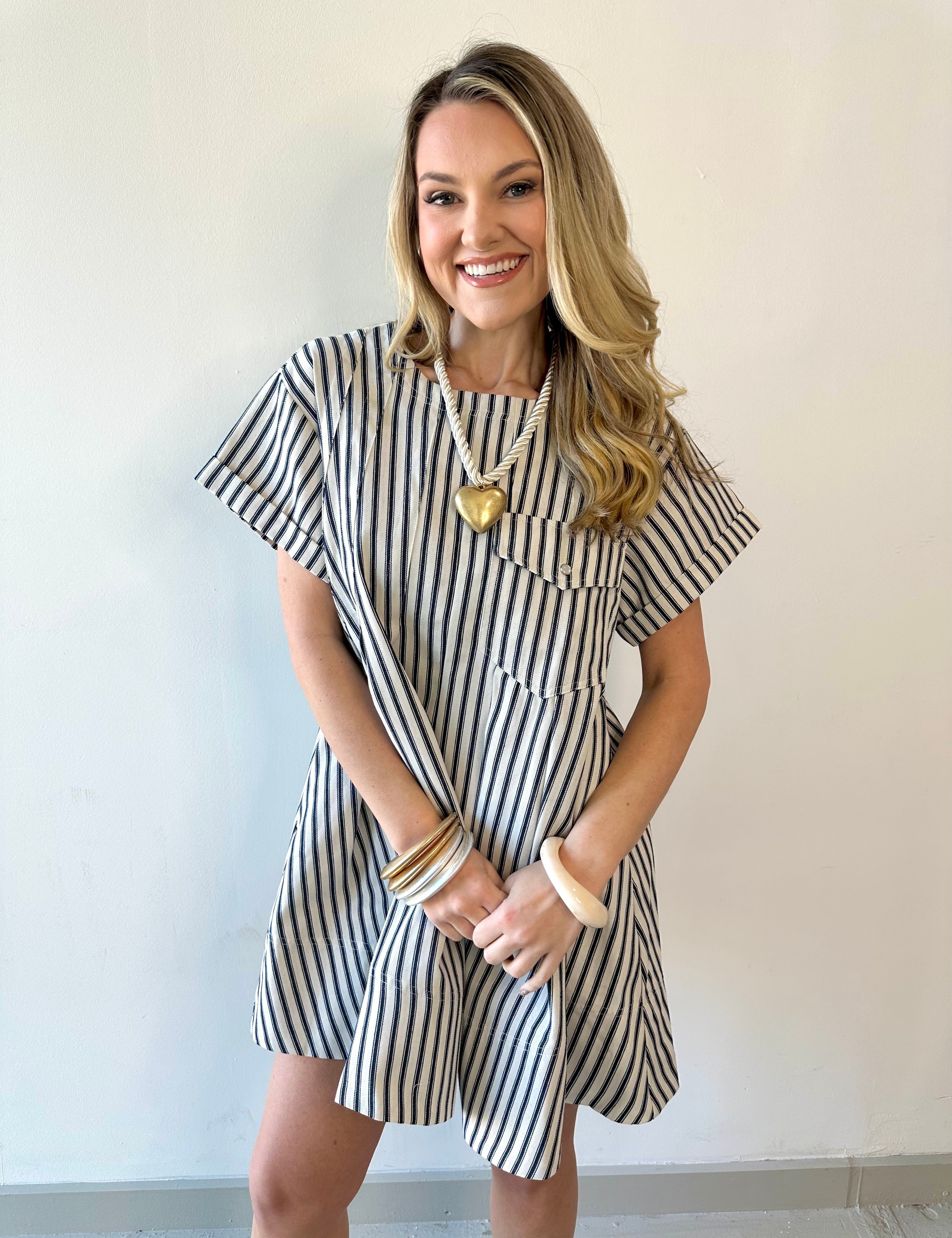 Striped A Line Denim Dress