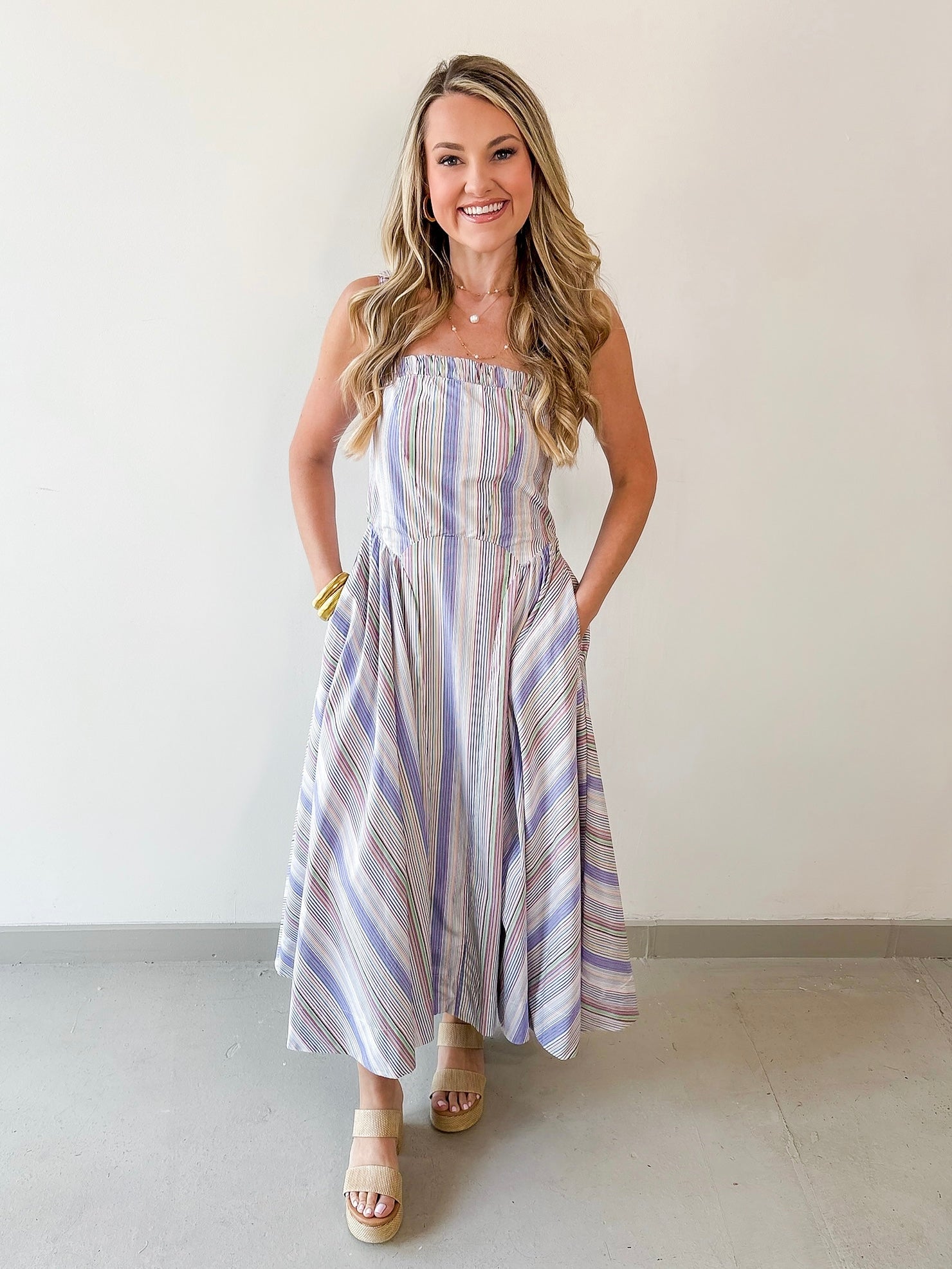 Striped A Line Maxi Dress