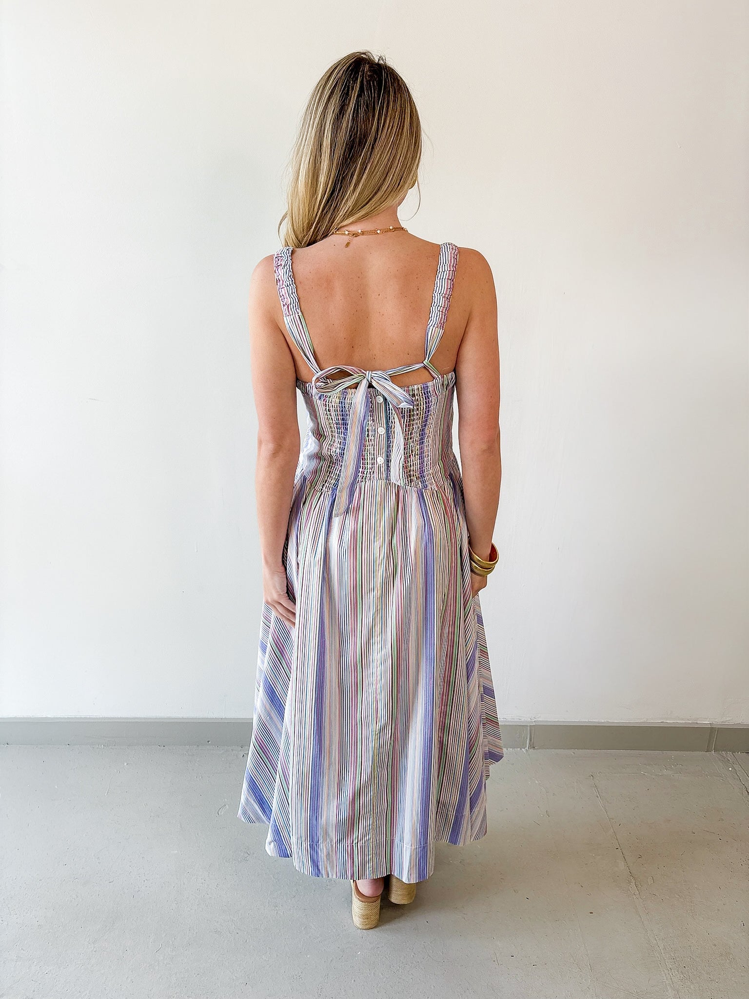 Striped A Line Maxi Dress