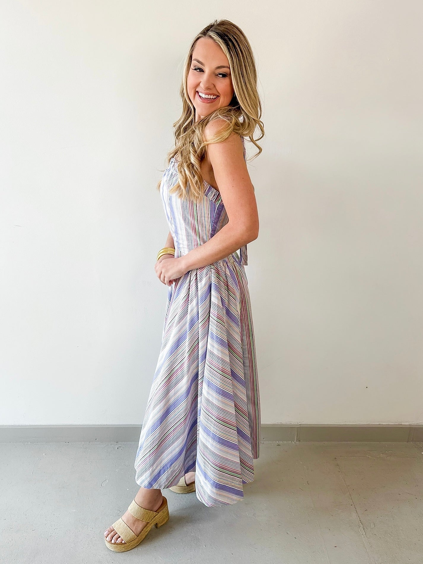 Striped A Line Maxi Dress