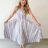 Striped A Line Maxi Dress