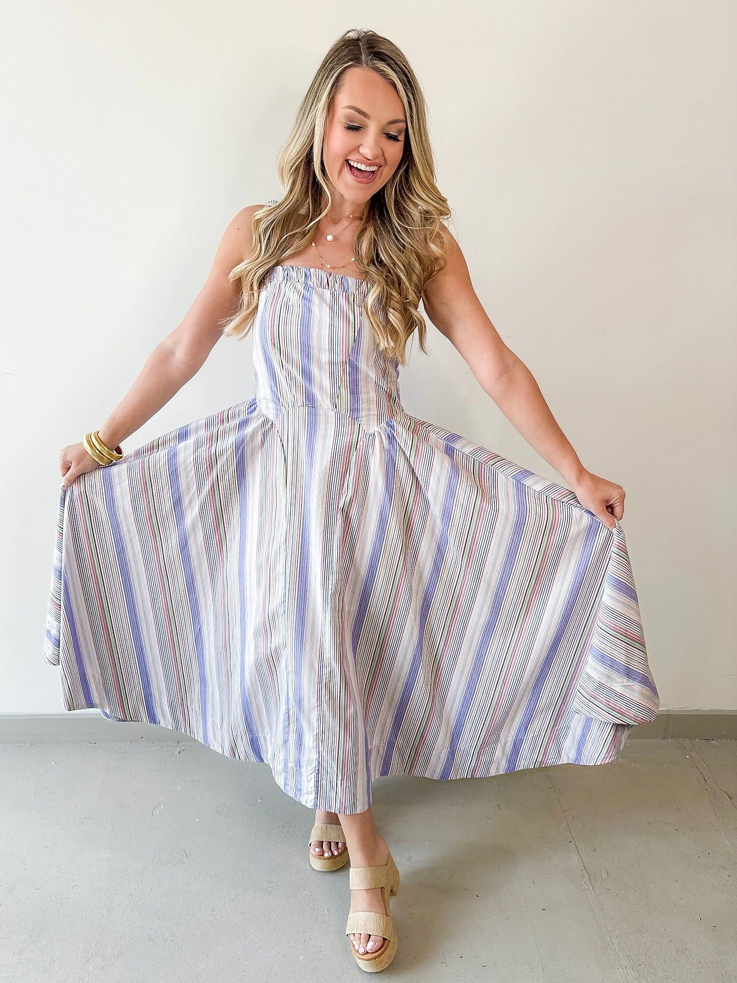 Striped A Line Maxi Dress