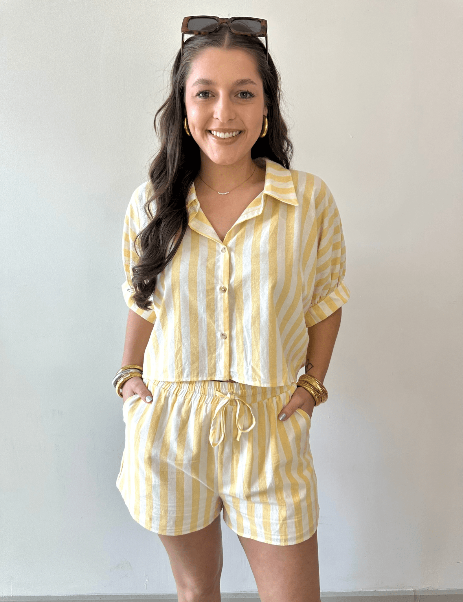 Striped Boxy Shirt & Short Set