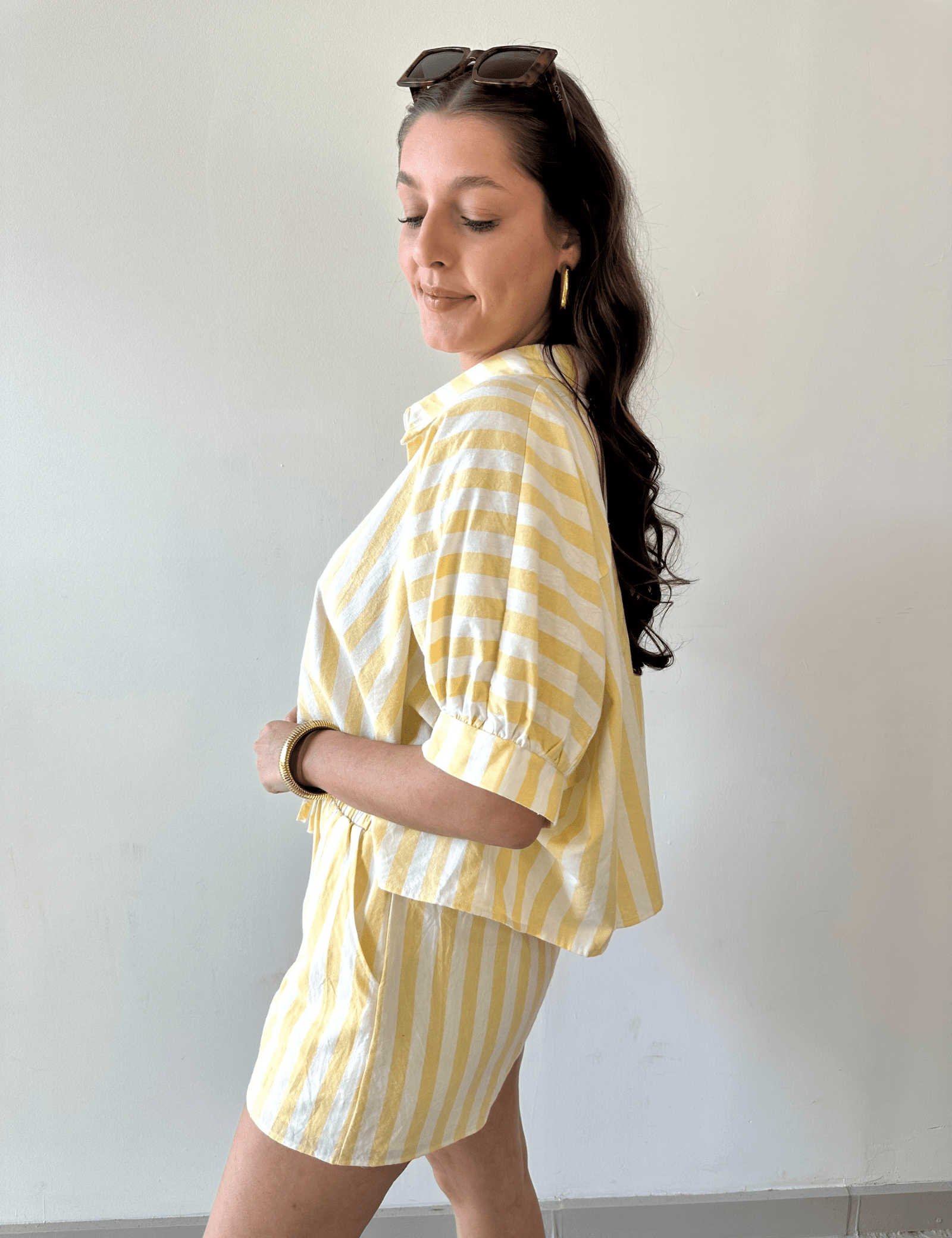 Striped Boxy Shirt & Short Set