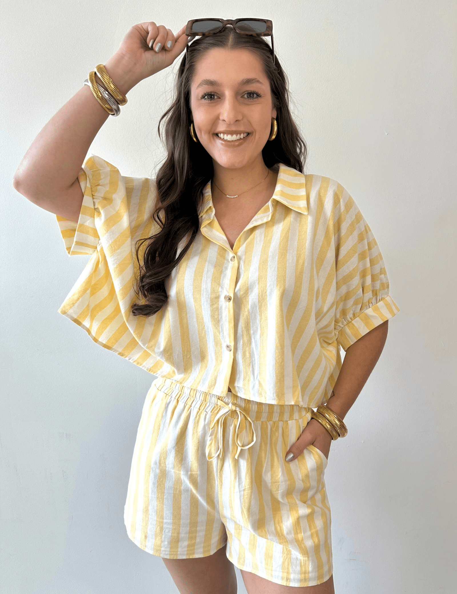 Striped Boxy Shirt & Short Set