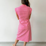 Striped Button Down Dress - Pink/White
