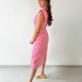 Striped Button Down Dress - Pink/White
