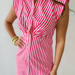 Striped Button Down Dress - Pink/White
