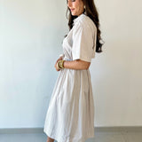 Striped Collared Maxi Dress - Taupe