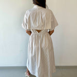 Striped Collared Maxi Dress - Taupe