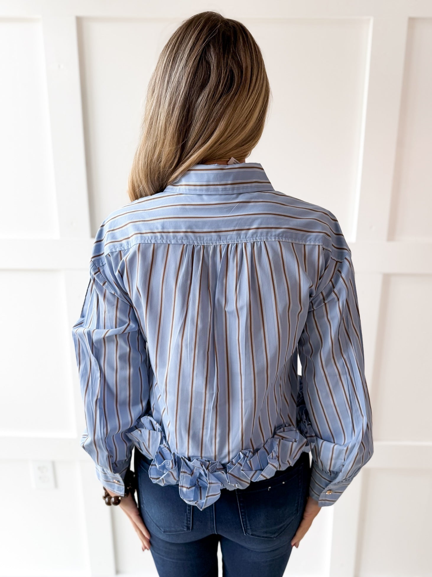 Striped Collared Shirt - Blue