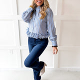 Striped Collared Shirt - Blue