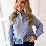 Striped Collared Shirt - Blue