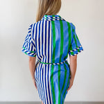 Striped Cotton Crepe Waist Tie Dress