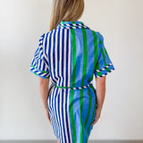 Striped Cotton Crepe Waist Tie Dress
