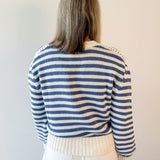 Striped Crew Sweater - Off White/Blue