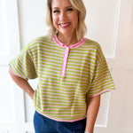 Striped Drop Helney Top- Strawberry
