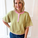 Striped Drop Helney Top- Strawberry