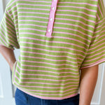 Striped Drop Helney Top- Strawberry