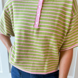 Striped Drop Helney Top- Strawberry